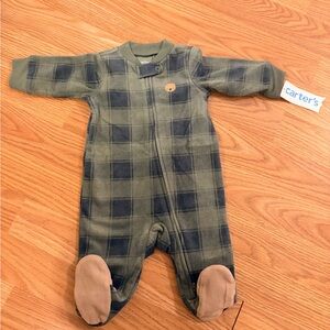 Carters Bear Plaid Fleece Footies - NWT